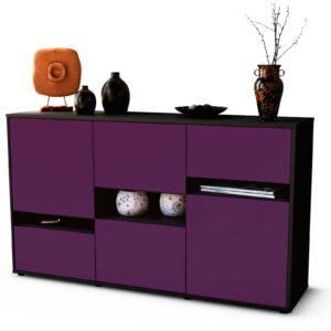 Sideboard Egizia | Korpus Anthrazit | Front in Lila | 136x79x35cm (BxHxT)