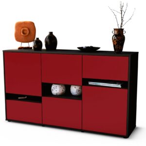 Sideboard Egizia | Korpus Anthrazit | Front in Bordeaux | 136x79x35cm (BxHxT)