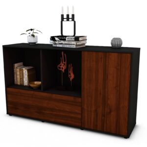 Sideboard Ela | Korpus Anthrazit | Front in Walnuss Holz Optik | 136x79x35cm (BxHxT)
