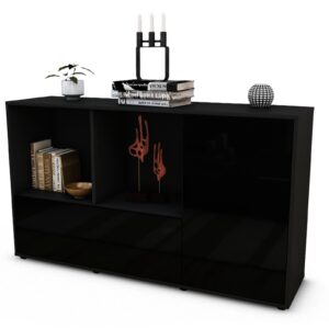 Sideboard Ela | Korpus Anthrazit | Front in Hochglanz Schwarz | 136x79x35cm (BxHxT)