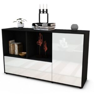 Sideboard Ela | Korpus Anthrazit | Front in Hochglanz Weiß | 136x79x35cm (BxHxT)