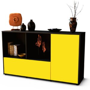 Sideboard Ela | Korpus Anthrazit | Front in Gelb | 136x79x35cm (BxHxT)