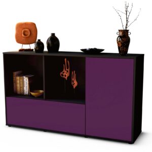 Sideboard Ela | Korpus Anthrazit | Front in Lila | 136x79x35cm (BxHxT)