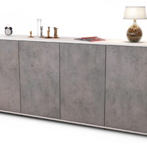 Sideboard Elana | Korpus Weiß | Front in Beton Optik | 180x79x35cm (BxHxT)
