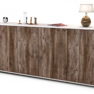 Sideboard Elana | Korpus Weiß | Front in Treibholz Holz Optik | 180x79x35cm (BxHxT)