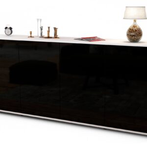 Sideboard Elana | Korpus Weiß | Front in Hochglanz Schwarz | 180x79x35cm (BxHxT)