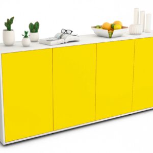 Sideboard Elana | Korpus Weiß | Front in Gelb | 180x79x35cm (BxHxT)