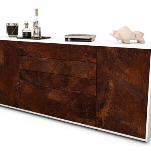 Sideboard Eleni | Korpus Weiß | Front in Rost Optik | 180x79x35cm (BxHxT)