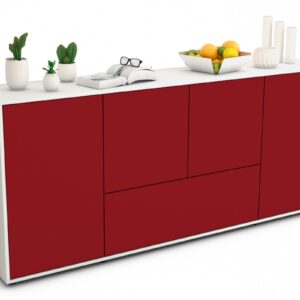Sideboard Eli | Korpus Weiß | Front in Bordeaux | 180x79x35cm (BxHxT)