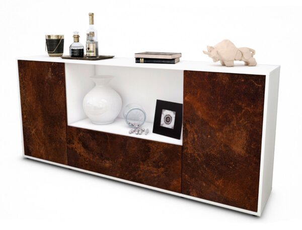 Sideboard Ella | Korpus Weiß | Front in Rost Optik | 180x79x35cm (BxHxT)