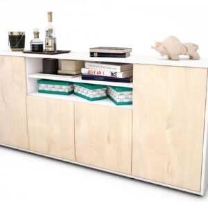 Sideboard Elsita | Korpus Weiß | Front in Zeder Holz Optik | 180x79x35cm (BxHxT)