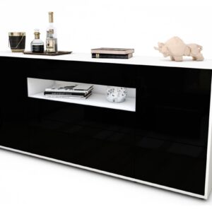 Sideboard Elvira | Korpus Weiß | Front in Hochglanz Schwarz | 180x79x35cm (BxHxT)