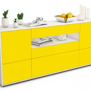 Sideboard Elvira | Korpus Weiß | Front in Gelb | 180x79x35cm (BxHxT)