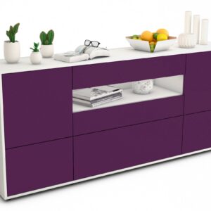 Sideboard Elvira | Korpus Weiß | Front in Lila | 180x79x35cm (BxHxT)