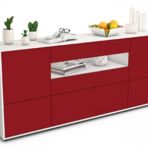 Sideboard Elvira | Korpus Weiß | Front in Bordeaux | 180x79x35cm (BxHxT)