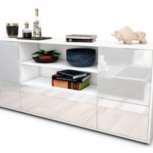 Sideboard Emanuela | Korpus Weiß | Front in Hochglanz Weiß | 180x79x35cm (BxHxT)