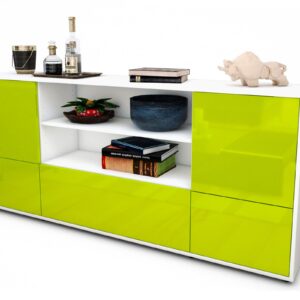 Sideboard Emanuela | Korpus Weiß | Front in Hochglanz Grün | 180x79x35cm (BxHxT)