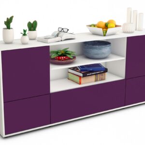 Sideboard Emanuela | Korpus Weiß | Front in Lila | 180x79x35cm (BxHxT)