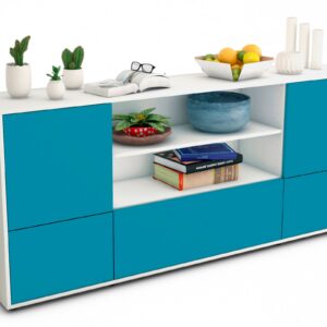 Sideboard Emanuela | Korpus Weiß | Front in Türkis | 180x79x35cm (BxHxT)