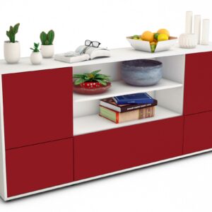 Sideboard Emanuela | Korpus Weiß | Front in Bordeaux | 180x79x35cm (BxHxT)