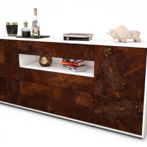 Sideboard Emely | Korpus Weiß | Front in Rost Optik | 180x79x35cm (BxHxT)