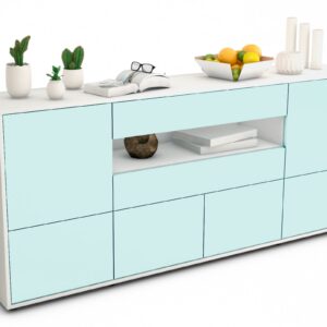 Sideboard Emely | Korpus Weiß | Front in Mint | 180x79x35cm (BxHxT)