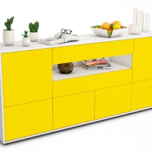 Sideboard Emely | Korpus Weiß | Front in Gelb | 180x79x35cm (BxHxT)