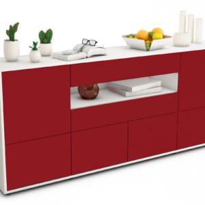 Sideboard Emely | Korpus Weiß | Front in Bordeaux | 180x79x35cm (BxHxT)