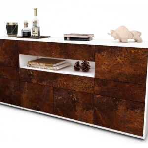 Sideboard Emerelda | Korpus Weiß | Front in Rost Optik | 180x79x35cm (BxHxT)