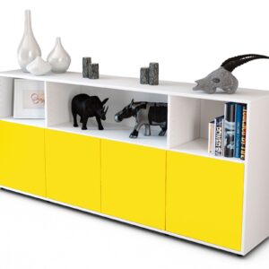 Sideboard Enrica | Korpus Weiß | Front in Gelb | 180x79x35cm (BxHxT)