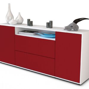 Sideboard Erina | Korpus Weiß | Front in Bordeaux | 180x79x35cm (BxHxT)
