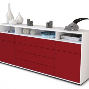 Sideboard Evelina | Korpus Weiß | Front in Bordeaux | 180x79x35cm (BxHxT)