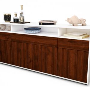 Sideboard Ezia | Korpus Weiß | Front in Walnuss Holz Optik | 180x79x35cm (BxHxT)