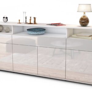 Sideboard Ezia | Korpus Weiß | Front in Hochglanz Weiß | 180x79x35cm (BxHxT)