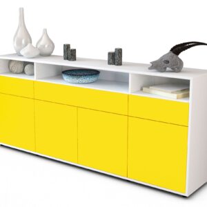 Sideboard Ezia | Korpus Weiß | Front in Gelb | 180x79x35cm (BxHxT)