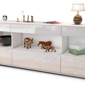 Sideboard Fabiana | Korpus Weiß | Front in Hochglanz Weiß | 180x79x35cm (BxHxT)