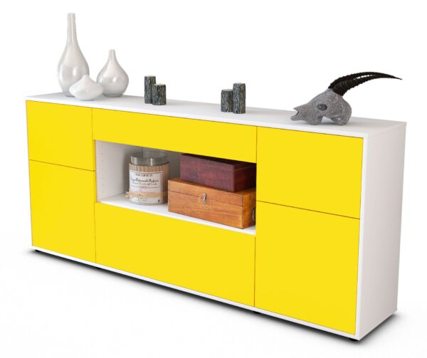 Sideboard Fabiola | Korpus Weiß | Front in Gelb | 180x79x35cm (BxHxT)