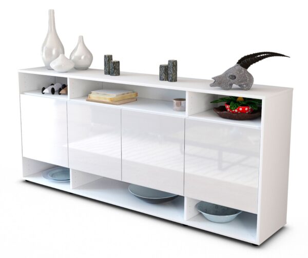 Sideboard Felia | Korpus Weiß | Front in Hochglanz Weiß | 180x79x35cm (BxHxT)
