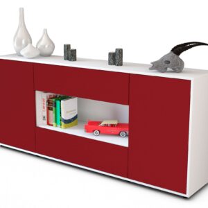 Sideboard Filomena | Korpus Weiß | Front in Bordeaux | 180x79x35cm (BxHxT)