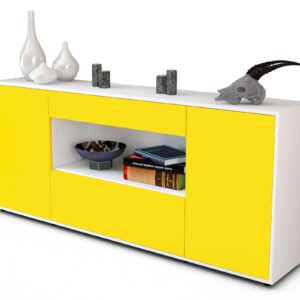 Sideboard Fiora | Korpus Weiß | Front in Gelb | 180x79x35cm (BxHxT)