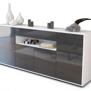 Sideboard Fiorella | Korpus Weiß | Front in Hochglanz Grau | 180x79x35cm (BxHxT)