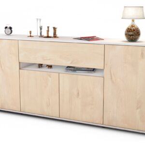 Sideboard Flavia | Korpus Weiß | Front in Zeder Holz Optik | 180x79x35cm (BxHxT)