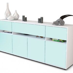 Sideboard Flora | Korpus Weiß | Front in Mint | 180x79x35cm (BxHxT)