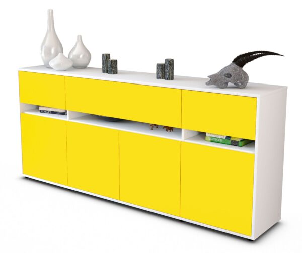 Sideboard Flora | Korpus Weiß | Front in Gelb | 180x79x35cm (BxHxT)