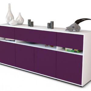 Sideboard Flora | Korpus Weiß | Front in Lila | 180x79x35cm (BxHxT)
