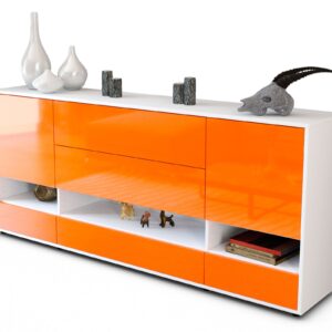 Sideboard Florentina | Korpus Weiß | Front in Hochglanz Orange | 180x79x35cm (BxHxT)