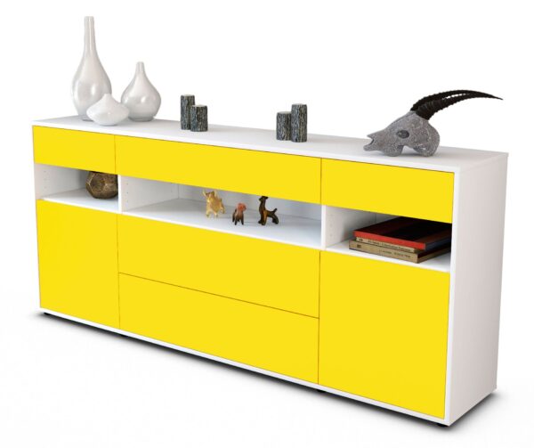 Sideboard Floria | Korpus Weiß | Front in Gelb | 180x79x35cm (BxHxT)