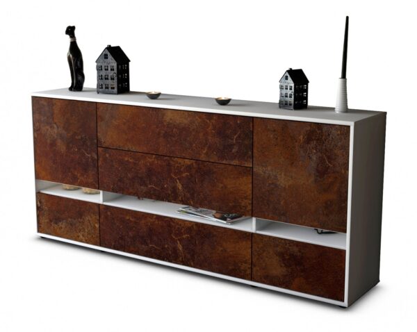Sideboard Floriana | Korpus Weiß | Front in Rost Optik | 180x79x35cm (BxHxT)