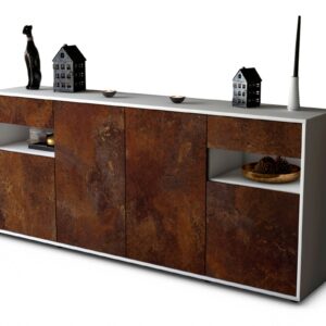 Sideboard Franca | Korpus Weiß | Front in Rost Optik | 180x79x35cm (BxHxT)
