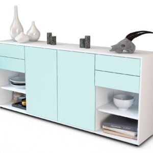 Sideboard Franka | Korpus Weiß | Front in Mint | 180x79x35cm (BxHxT)